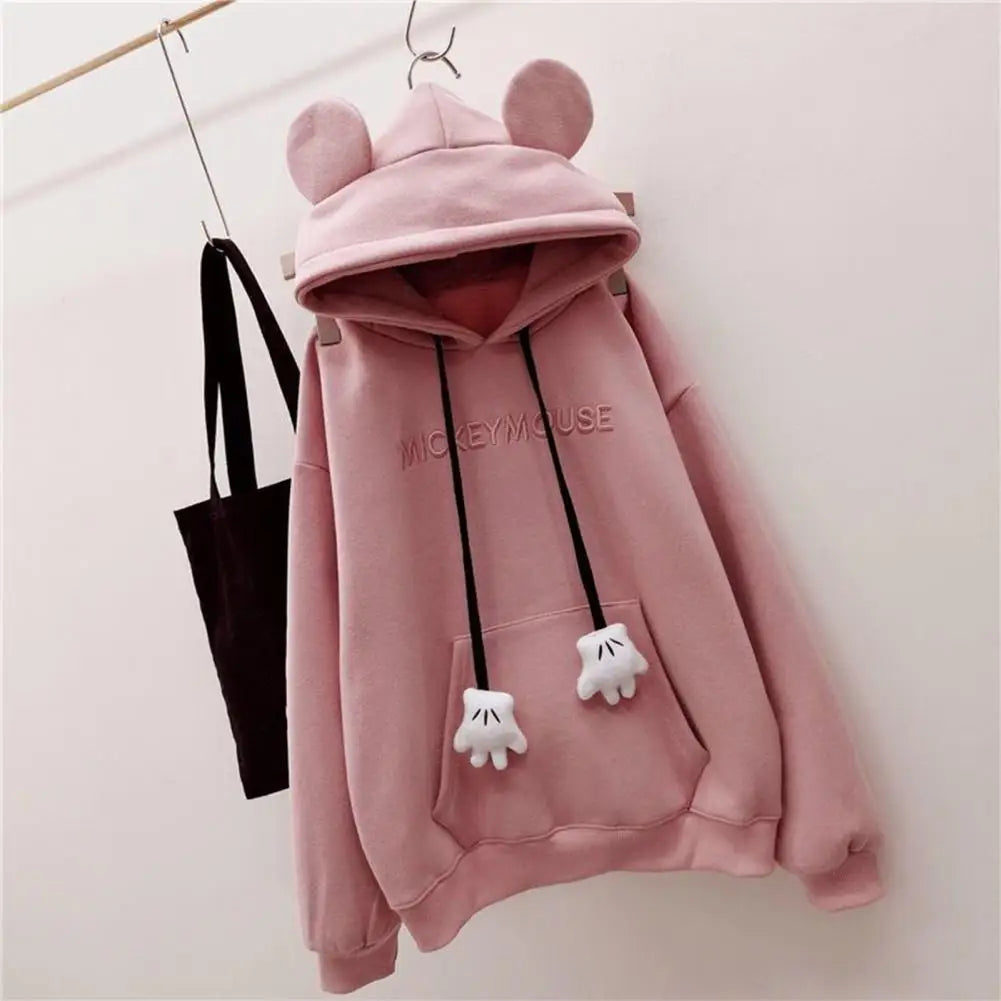 Women Hoodie Cartoon Hand Drawstring
