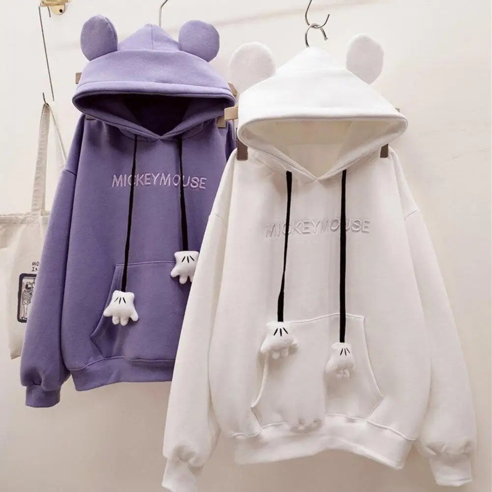 Women Hoodie Cartoon Hand Drawstring