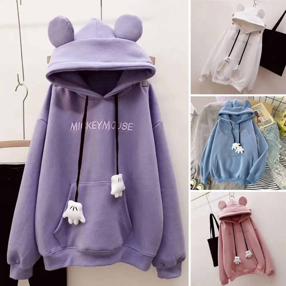Women Hoodie Cartoon Hand Drawstring