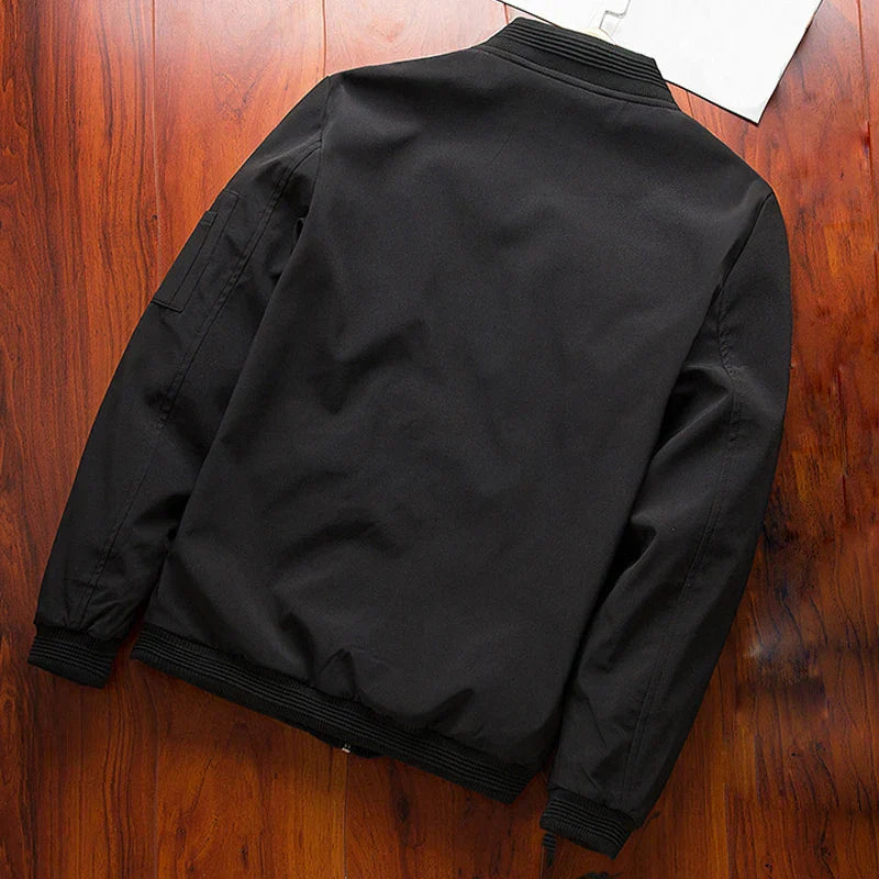 Men Bomber Jacket Thin Slim Long Sleeve