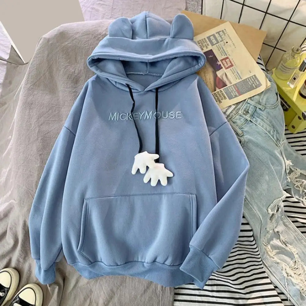 Women Hoodie Cartoon Hand Drawstring